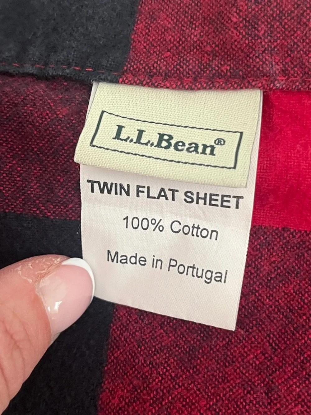 LL BEAN Heritage Chamois Flannel Sheet Collection, Plaid red/charcoal twin size